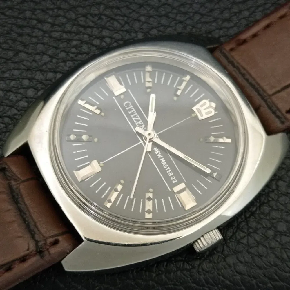 Vintage 1973 Citizen Manual Wound Mens Silver Watch & Silver accents